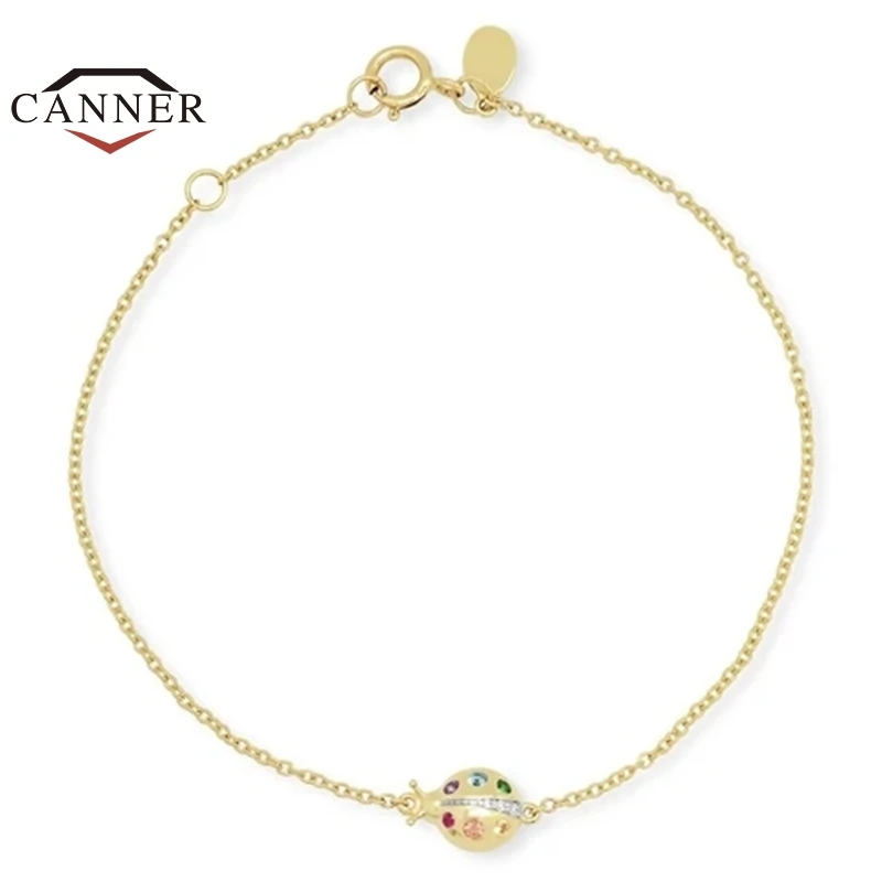 

CANNER 18k gold plated bracelet for women creative simple flower crystal diamond zircon chain bracelets jewelry pulseras mujer