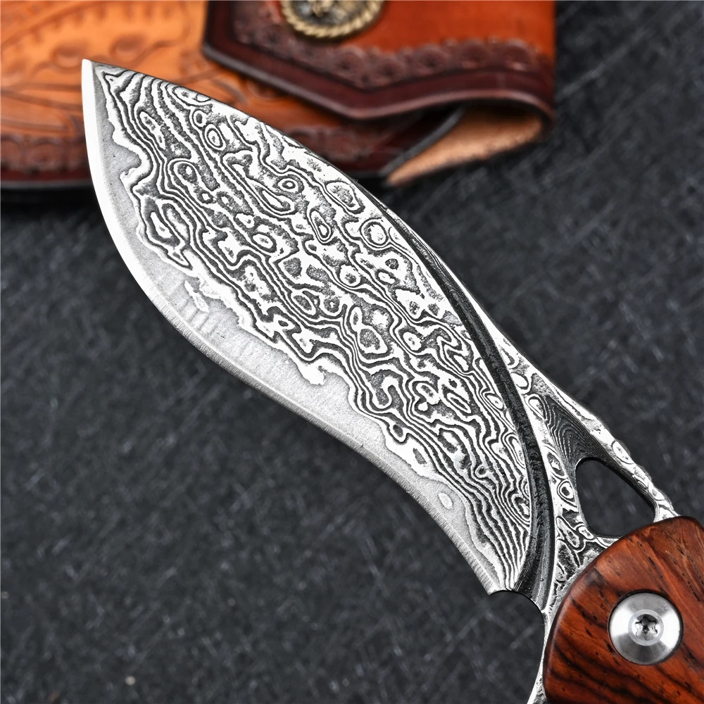 Складной нож VG10 военный тактический карманный дамасский Клинок с кобурой для