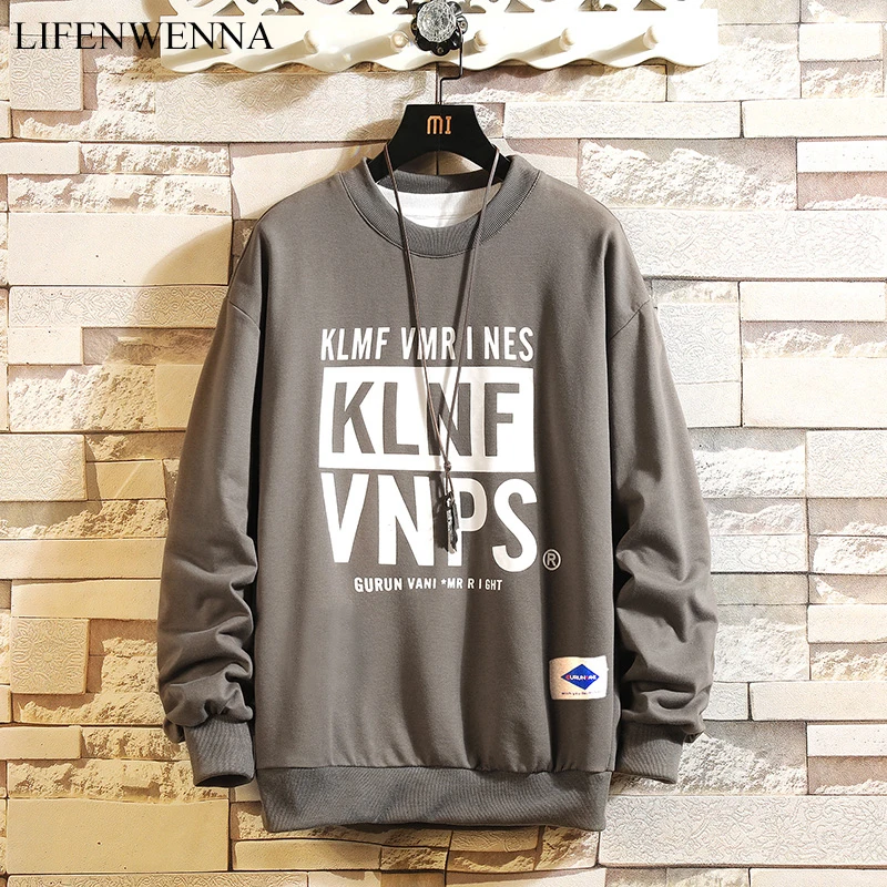 

LIFENWENNA Men's Letters Printed Hoodies 2019 New Fashion Hip Hop Streetwear Sweatshirt Male Autumn Hoodie Plus Size Loose Tops
