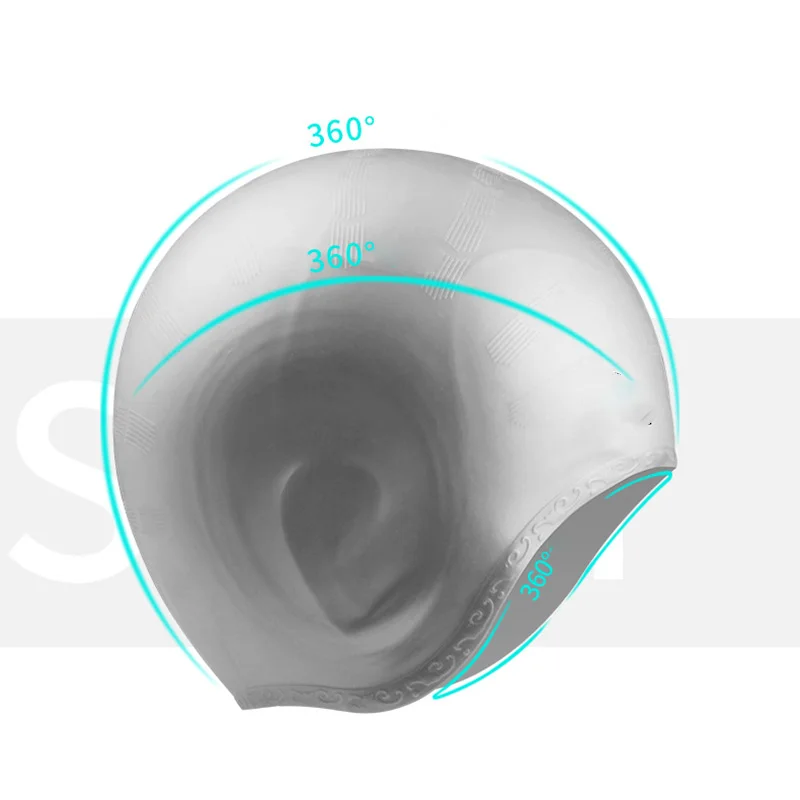 

Men And Women Silicone Swim Cap Long Hair 3d Ear Protection Cap Ergonomic Design Swim Cap For All Age Pool Accessories EDF