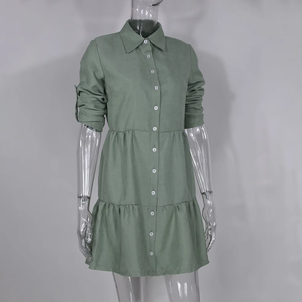 Осенне зимние платья с отворотами однобортное женское платье ткаными рукавами