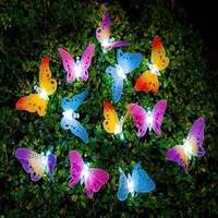 12led solar string light waterproof fiber optic butterfly fairy string lights for christmas outdoor garden party decoration lamp