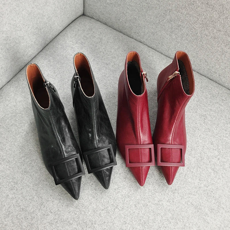 Женские винтажные ботильоны из конской шкуры ботинки натуральной кожи на