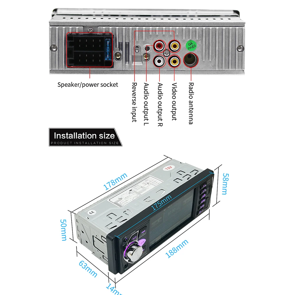 Автомагнитола Camecho 1 Din 4 дюйма Bluetooth FM MP3 с поддержкой камеры заднего вида и пульта