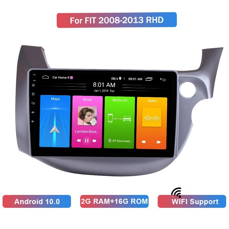 

10 Inch 2 Din Android 10.0 Car MP5 Player Stereo Radio 2+16GB Wifi Bluetooth GPS Navigation For Honda Fit 2008-2013 RHD