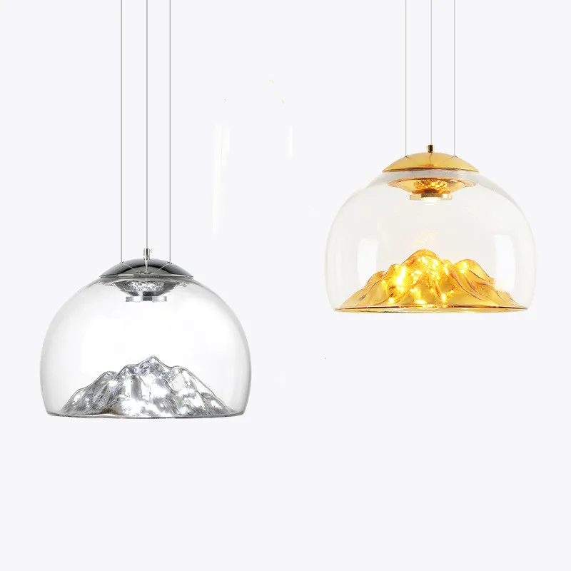 Обеденная прозрачный Стекло светодиодный подвесной светильник золото