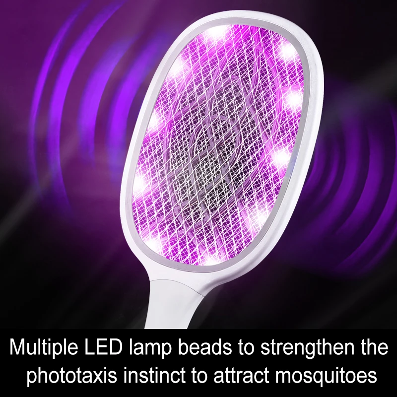

Electric Trap Insect Fly Swatter USB Rechargeable Swatter LED 2 in 1 Mosquito Trap Anti Mosquito Killer Bug Zapper