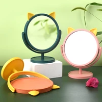 cat desktop makeup mirror for girls dormitory cute cartoon plastic desktop mirror simple vanity mirror bedroom decorative mirror