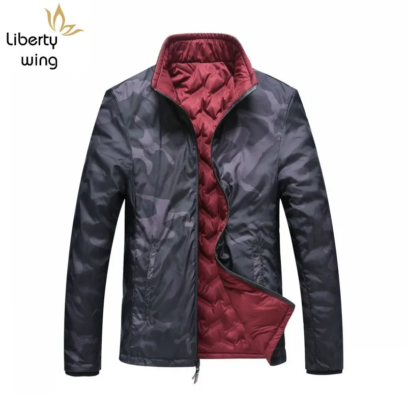 Куртка мужская зимняя на молнии с воротником-стойкой и длинным рукавом