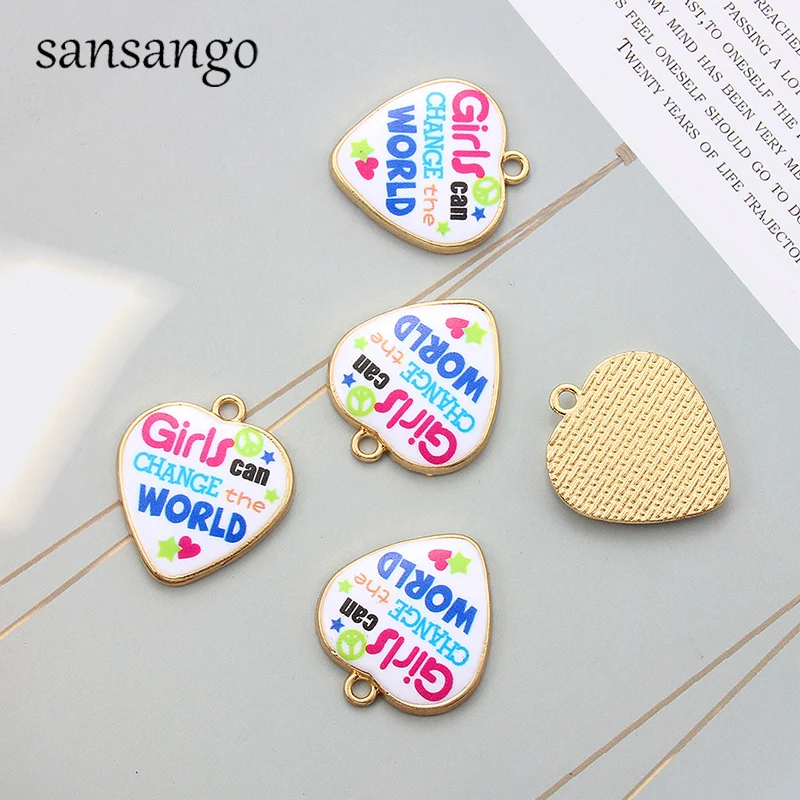 Золотой цвет сердце буквы подвески для браслета Ожерелье Эмаль Шарм браслет