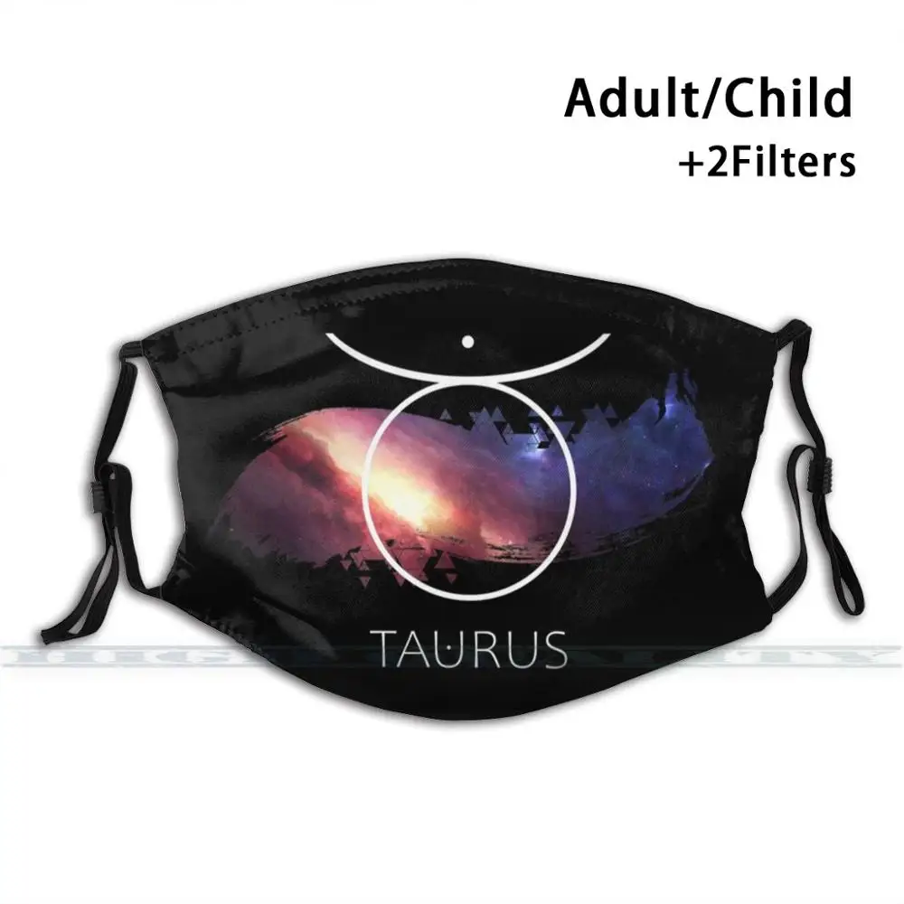 

Taurus Zodiac Reusable Mouth Face Mask Anti Haze Dustproof Mask With Filters For Child Adult Taurus Zodiac Symbol Logo Logotype