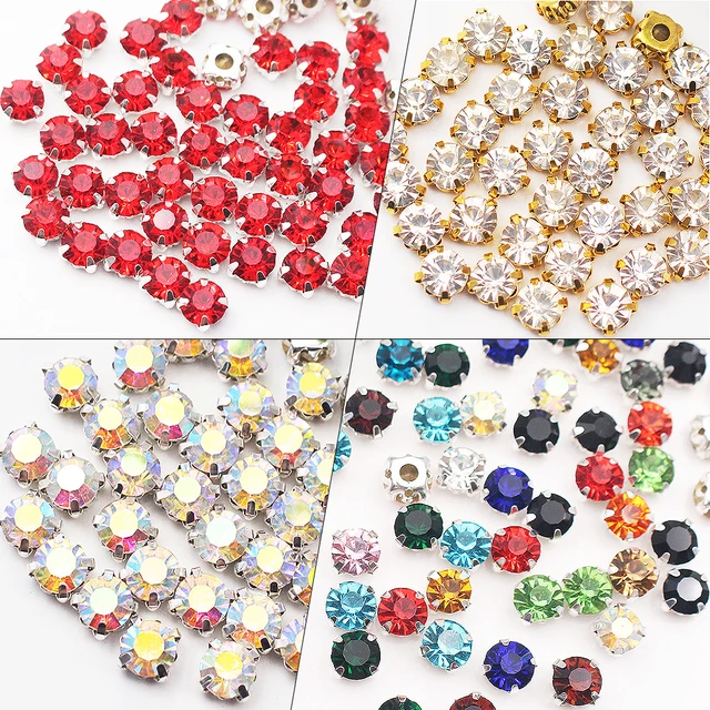 20pcs 8x13mm Claw Rhinestones Flatback Shiny Crystals Strass Beads Sew On  Rhinestones For Clothes Fabric Sewing Accessories