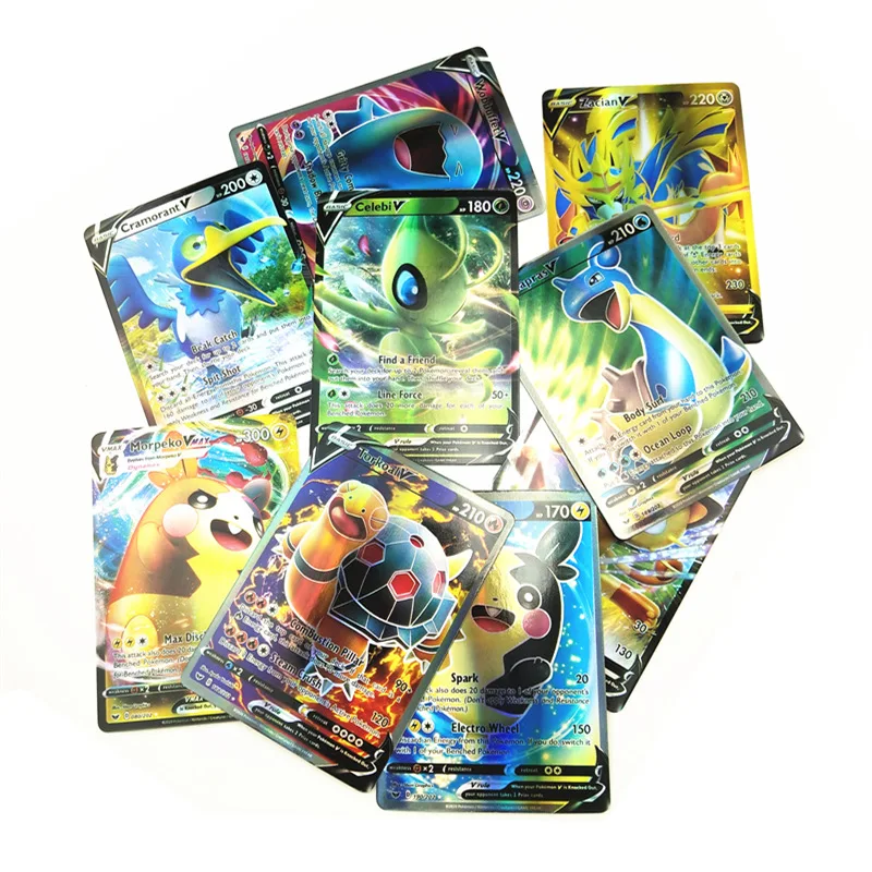 64 шт./компл. новая игра Pokemon Боевая карта PTCG Покемон английская флеш-карта Vmax
