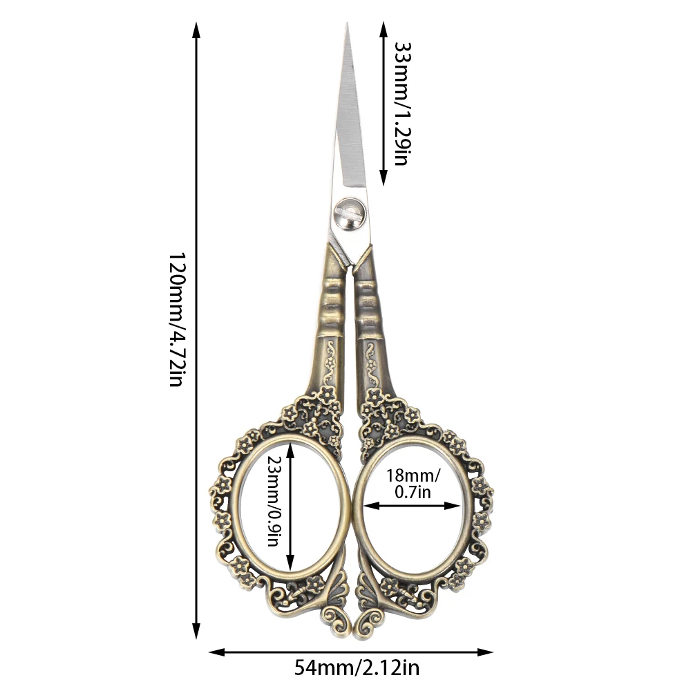 

1PC Multifunction Stainless Steel Vintage Scissors For Nails Durable Gold Silver Retro Flower Cuticle Cutter Manicure Pedicure