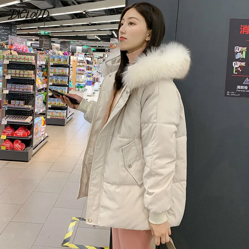 Женская куртка с капюшоном DICLOUD свободная повседневная в Корейском стиле длинным