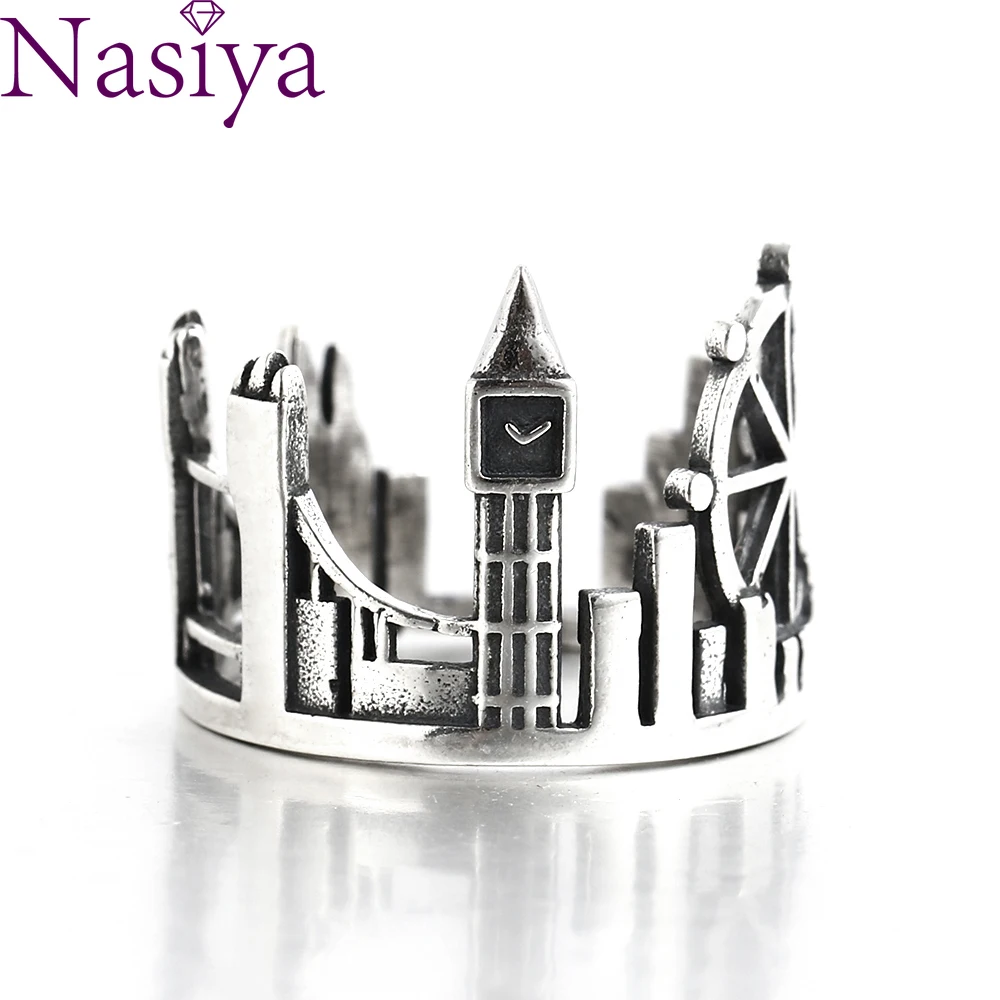 Женское Винтажное кольцо из серебра S925 пробы регулируемое с двумя башнями для