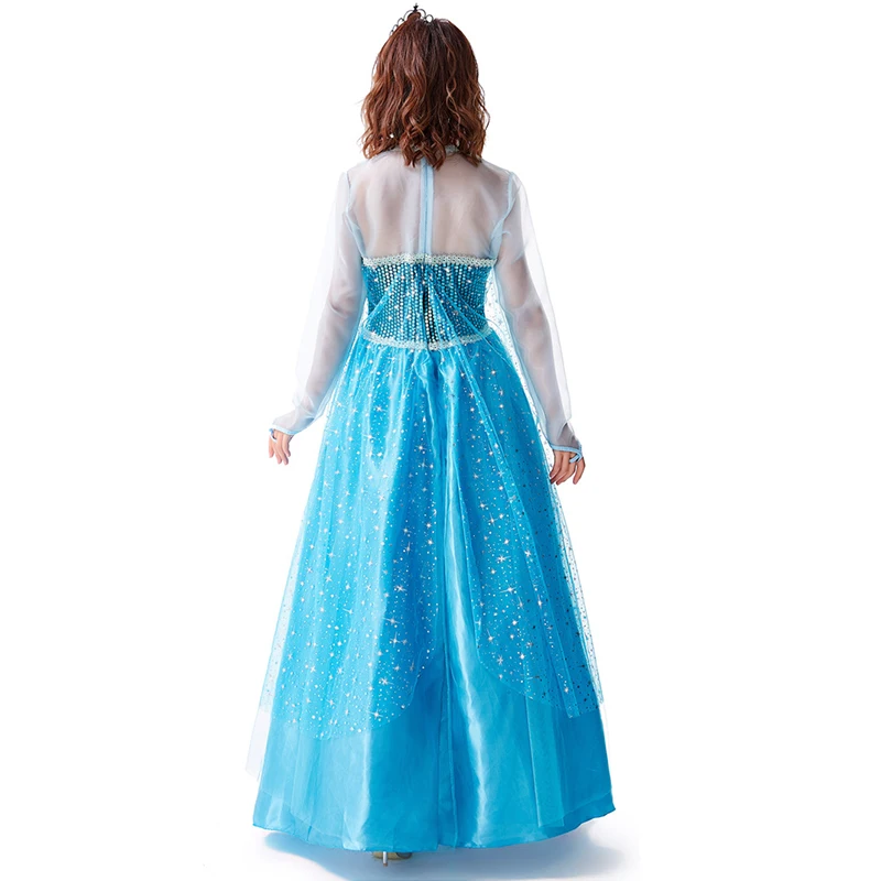 Carnival Halloween Birthday Party Elsa Princess Costume Deluxe Fashion Snow Queen Lace Cape Cosplay Fancy Party Dress images - 6