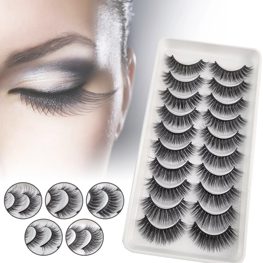

10 Pairs 3D Faux Mink Lashes Fluffy Soft Wispy Volume Natural long False Eyelashes Eye Lashes Reusable Eyelashs Makeup