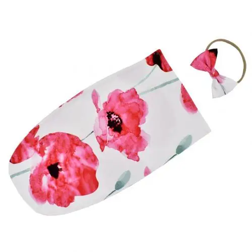Red Big Flower 2 шт./компл. мягкие спальные мешки+ лента для волос с принтом для ребенка, спальный мешок Одеяло повязка на голову для детей от 0 до 2 м подарка на празднование в честь будущего рождения ребенка фон для фотосъемки - Цвет: Red Big Flower