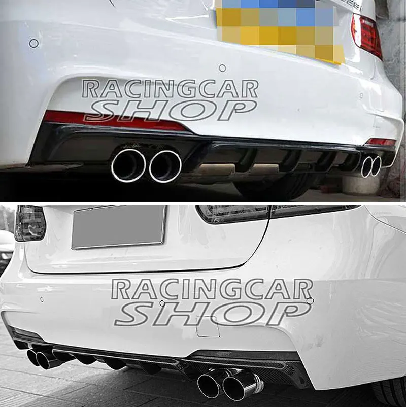 Задний диффузор из углеродного волокна в стиле P 4 трубы для BMW 3-Series F30 M-TECH M-Sport