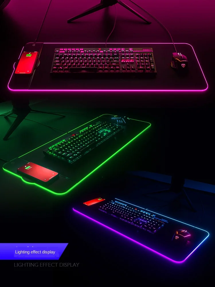 Wireless charging mouse pad RGB luminous super large video game table pad keyboard pad computer office desk pad writing large