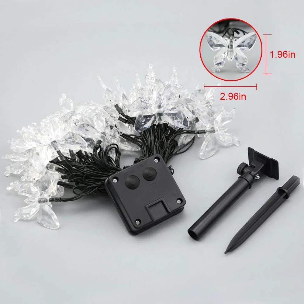 Светодиодная гирлянда с бабочками 20 светодиодов уличное освещение цветная