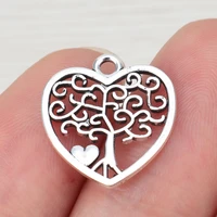 30 x hollow heart love tree charms pendants beads for diy handmade jewelry making findings 17x18mm