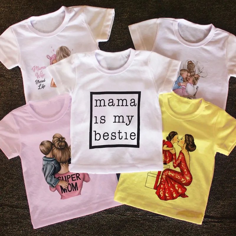 

Unisex Name Mom Baby Girl T Shirt Cartoon Boys Short Sleeve T-shirt Baby Girls Tops Funny Kids Clothes Active Beautiful Casual