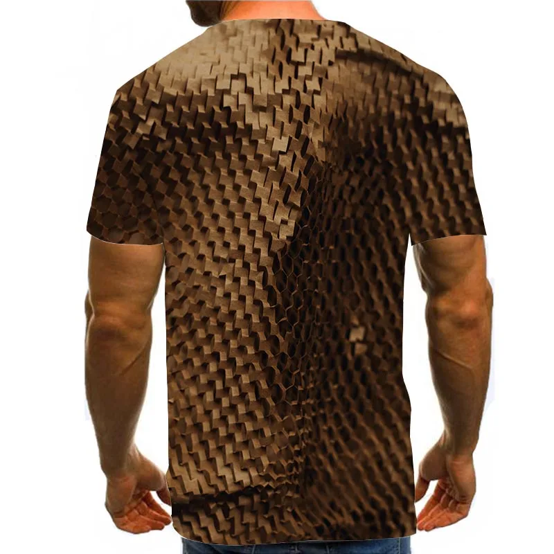 

Men Graphic T Shirts Round Neck 3D Print Short Sleeve Daily Tops Brown Tees