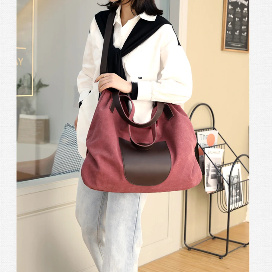 

Large Capacity Women Bag Canvas Travel Shoulder Hand Bag 2021 Female Crossbody Bags For Ladies Shopping Bags Casual Tote Purses