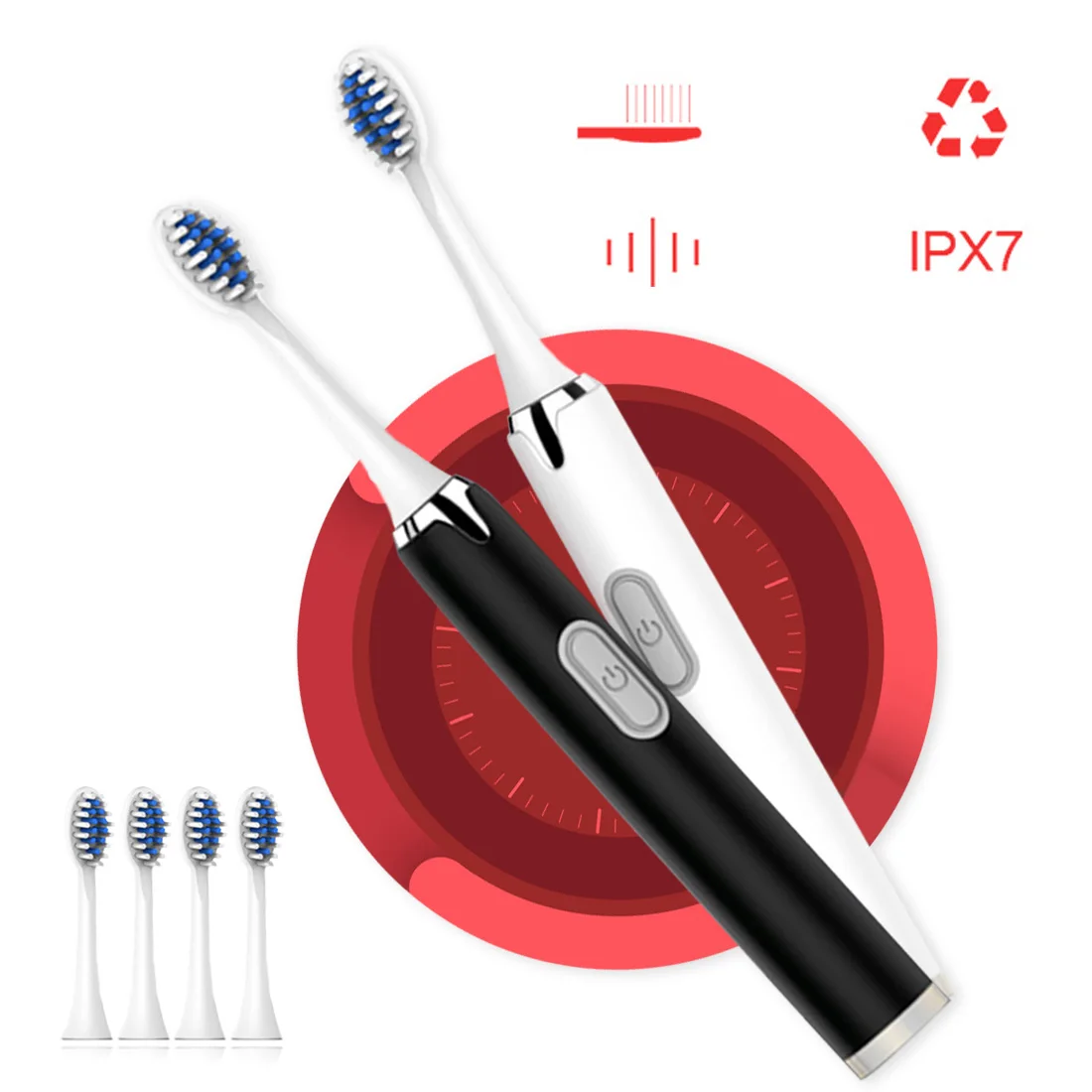 Ультразвуковая электрическая зубная щетка с 5 сменными головками