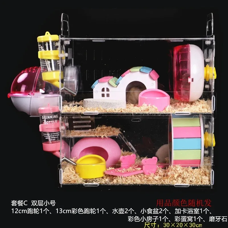 Multi-Layer Hamster Cage Transparent Acrylic House with Accessorie for Guinea Pig Small Animals Sleeping and Playing | Дом и сад