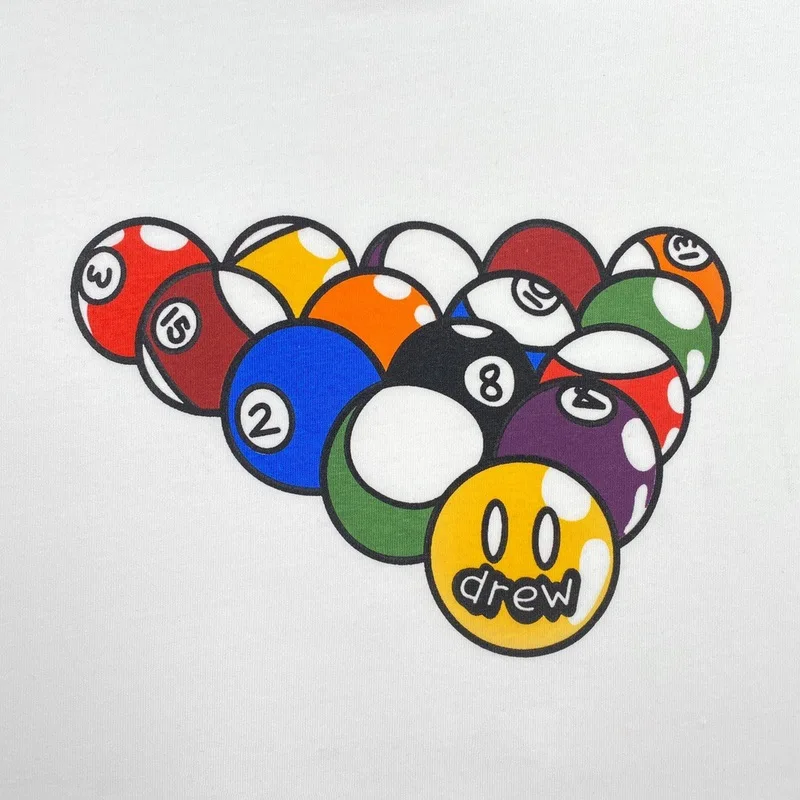 

21SS Drew House Billiards Print Tee Men Women Couples Basic T-Shirt Short Sleeve Men HipHop Streetwear T Shirt Couples Clothing