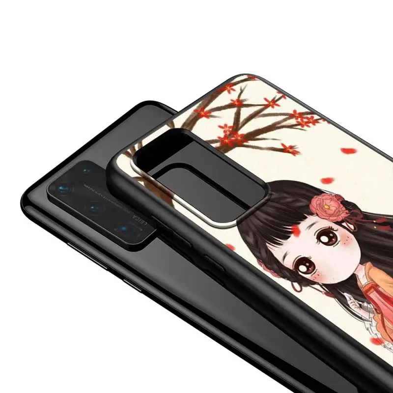 

For Huawei P40 P30 P20 Pro Lite E Plus 5G Bright Black Cover Cute Loli Girl For Huawei P10 P9 P8 Lite Phone Case