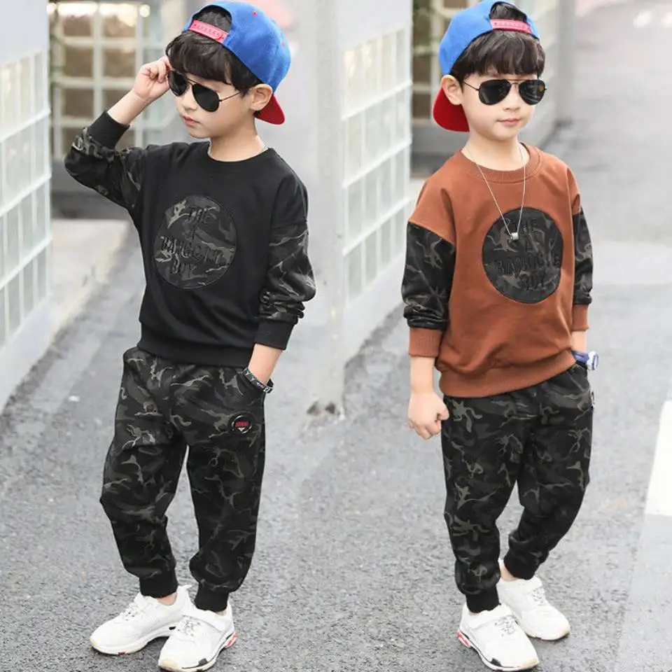 

2Pieces/Set For 3T 4 6 8 12Yrs Spring Autumn Baby Boys Clothing Sets Letter Long Sleeve Tops +Pants Casual Sport Kids Boys Suits