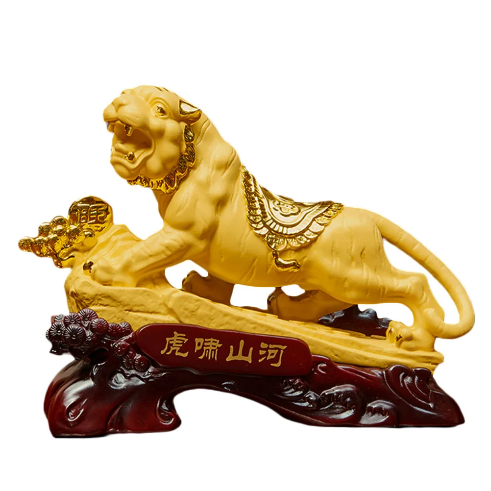 

1pc Golden Tiger Adornment Household Resin Decor Desktop Resin Crafts Adorn