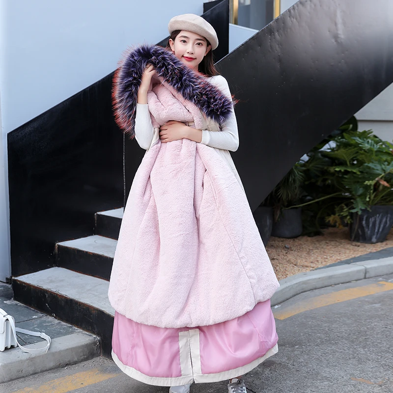 

SWYIVY Warm Winter Cotton Parkas Womens Long Design Coats 2020 Winter Fur Hooded Coats For Women Slim Outwear Thick