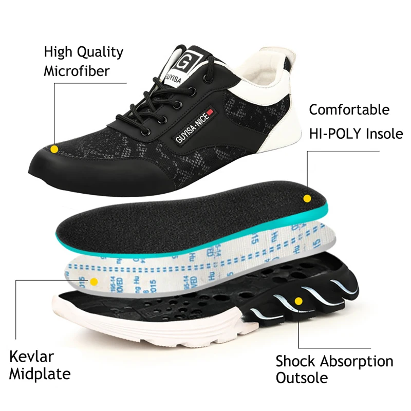 

Work Shoes Men Construction Indestructible Shoes Anti-Smashing Puncture Proof Breathable Men Steel Toe Cap Safety Men Boots