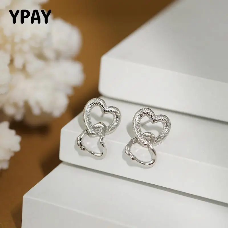 

Серьги-гвоздики женские из серебра 100% пробы, с полым сердечком