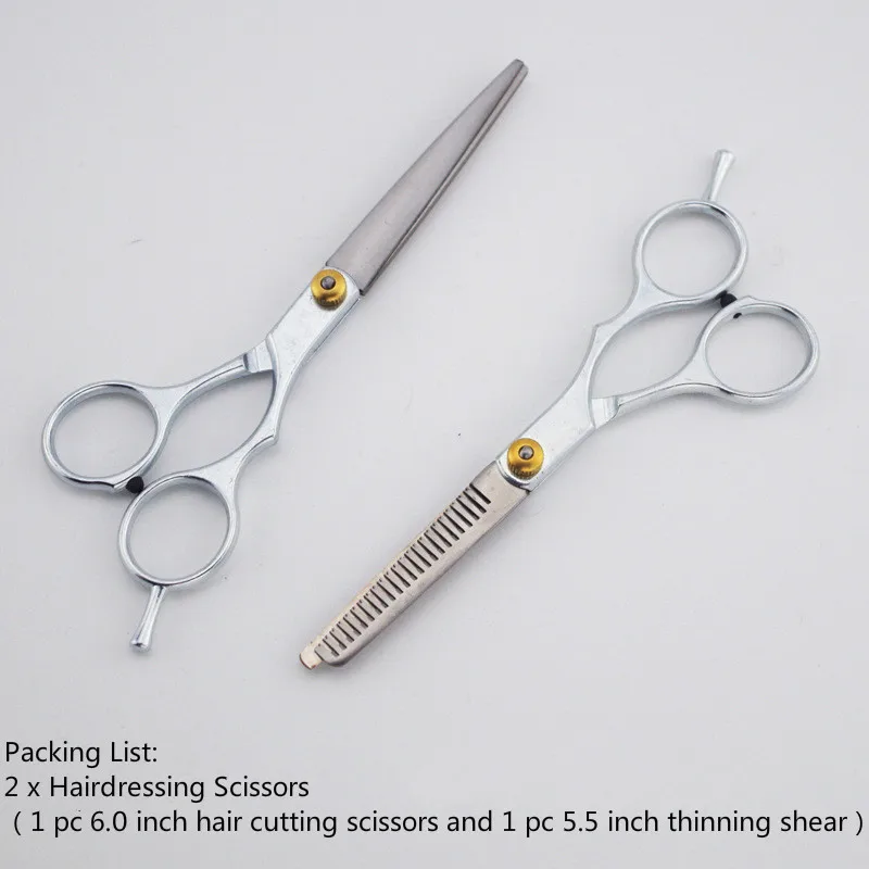 2 Pcs Hair Scissors Stainless Steel 5.5/6 Inch Cutting Thinning Styling Tool Salon Hairdressing Shears Regular Flat Teeth Blades | Красота и