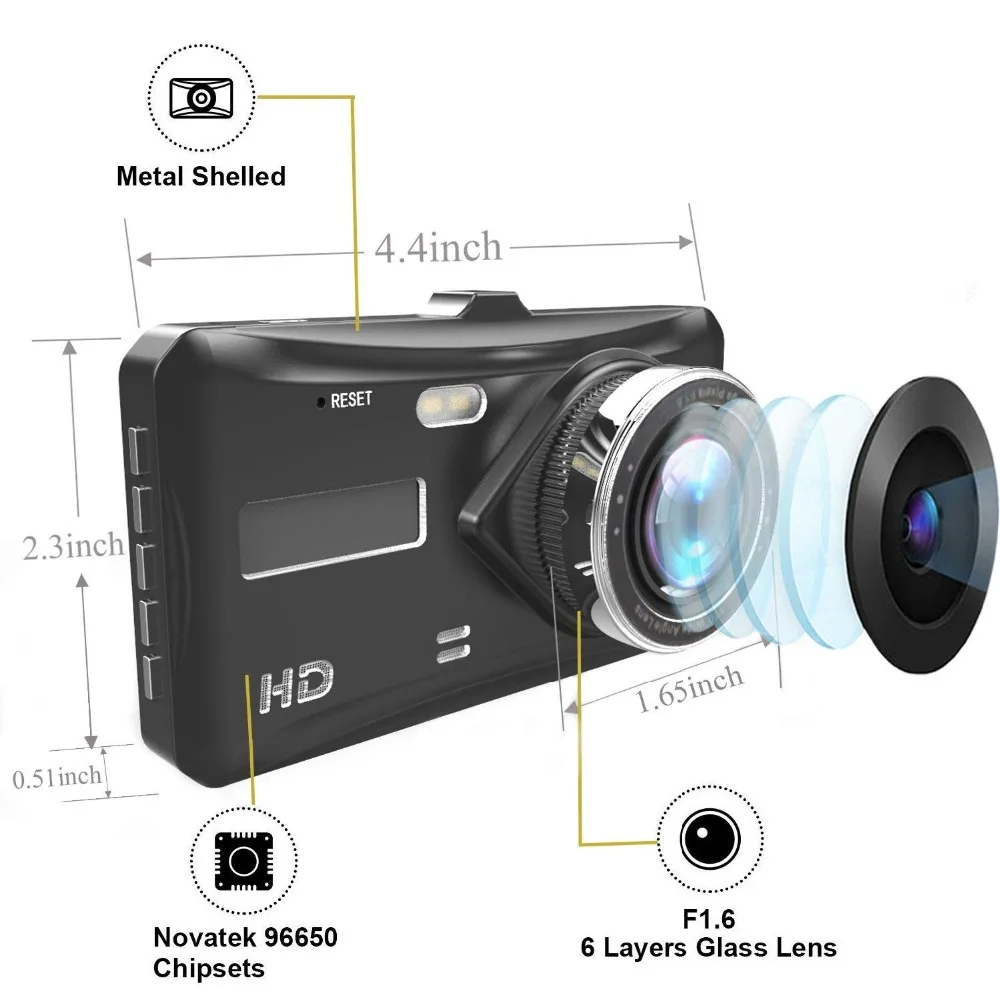 Car 4 Inch LCD Screen 170 Degree Dual Lens HD 1080P Camera DVR Vehicle Video Dash Cam Recorder G-Sensor Night Vision XNC | Автомобили и