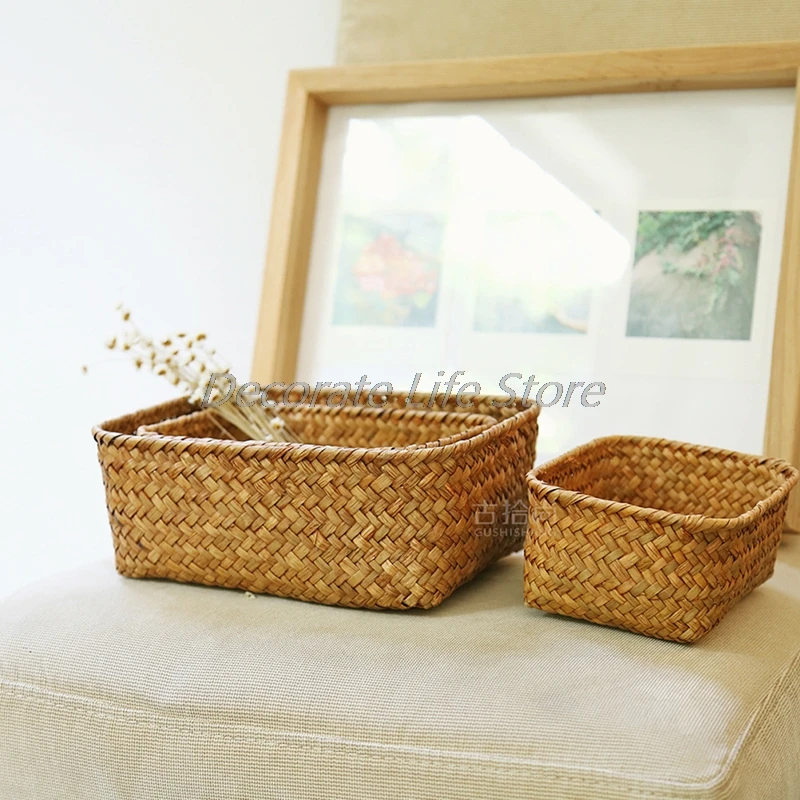 

Weaving Storage Basket Rattan Fruit Storage Box Handmade Tea Holder