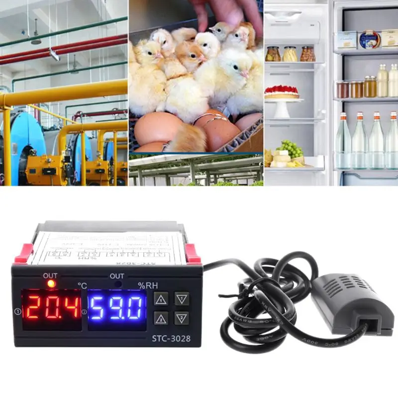 

Digital Temperature & Humidity Controller Thermostat & Humidistat Duble Display AC 110V 220V DC 12V 24V 10A