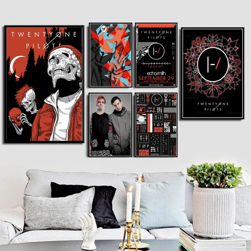 

Poster Prints Abstract Twenty One Pilots Rock Music Band Stars Wall Art Modern Painting Wall Pictures For Living Room Home Decor