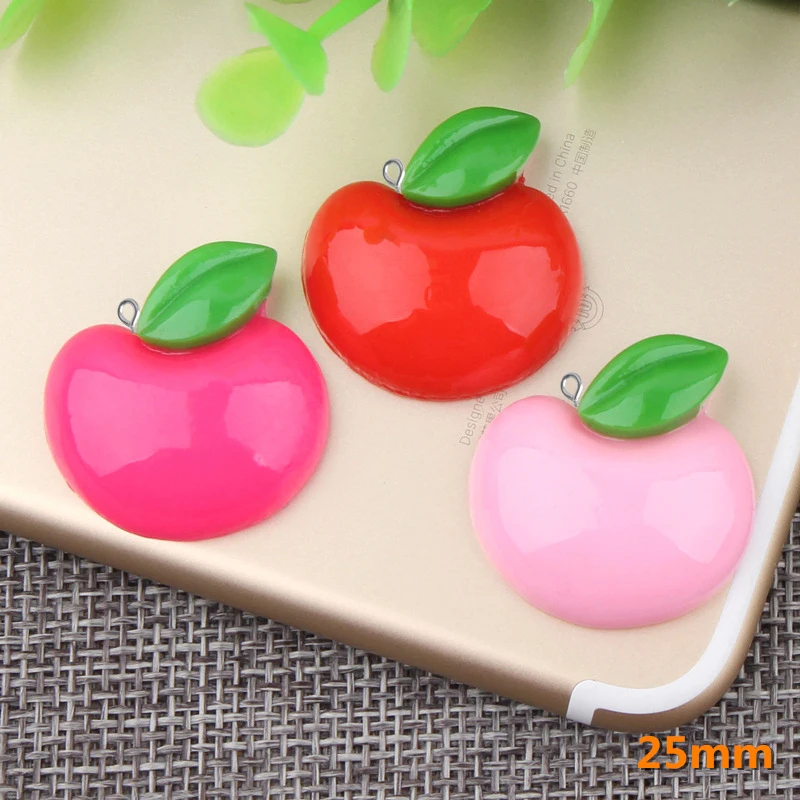10 шт 25 мм цветные DIY фрукты из смолы амулеты для яблок кавайный кабошон смола