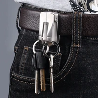 luxury 304 stainless steel men belt car keychain double hook waist hanging key ring holder keychain buckle fathers day best gift
