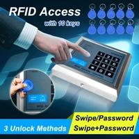 125khz standalone access controller10pcs em keychains rfid access control keypad digital panel card reader for door lock system