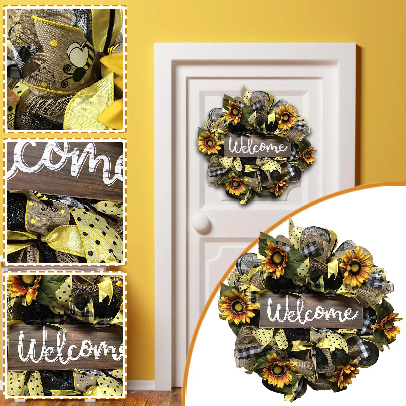 

Simulation Leaf Bee Sunflowerwreath Artificial Garland Hanging Pendants Wedding Garden Wreath Decoration Decoration Supplies