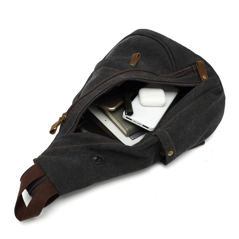 Холщовые нагрудные сумки-слинги с разъемом для наушников, мужской повседневный мессенджер через плечо, ранец на плечо для мужчин и женщин от AliExpress RU&CIS NEW