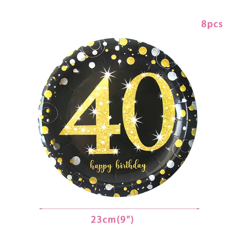 8pcs 9inch plates 40 30 40 50 лет юбилейные одноразовые столовые приборы с днем рождения украшения для взрослых 30-летних Висячие спиральные вечерние свисающие - Цвет: 8pcs 9inch plates 40